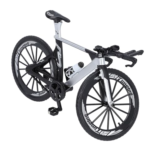 CHICIRIS Model Roweru Wyścigowego, Aluminiowy Rower Wyścigowy z podwójną kierownicą, Przesuwnym Układem Kierowniczym, Metalowa Zabawka Rowerowa dla Dzieci Prezent Urodzinowy (czarny biały)