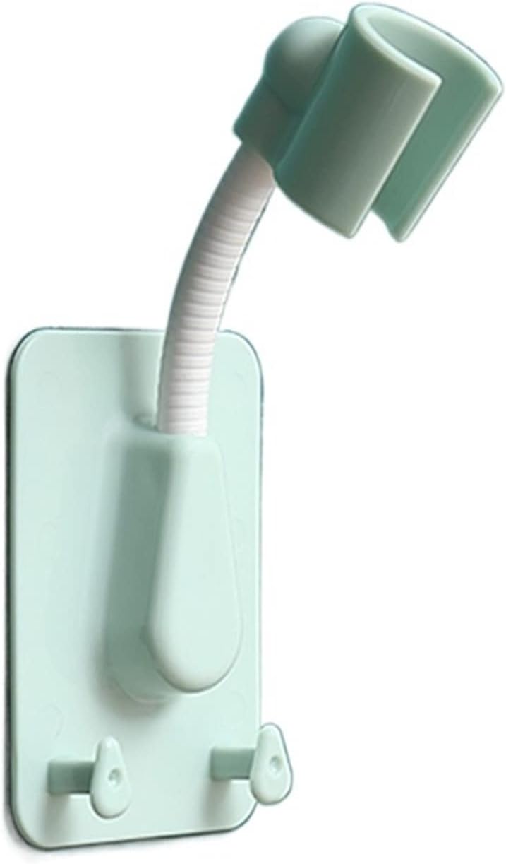 Shower Slide Shower Head Holder Adjustable Self-Adhesive Showerhead Bracket Wall Mount with 2 Hooks Stand SPA Bathroom (Color : Green) (Green )