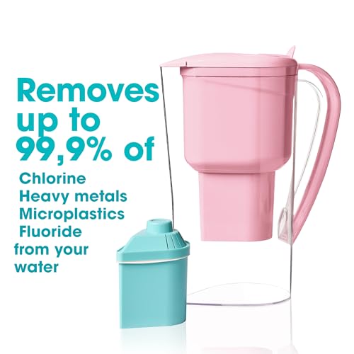 Image of Alkanatur Alkaline Water Filter Pitcher Removes Fluoride, Microplastics, PFAs - Adds Magnesium - Hydrogenates & Ionizes Water - Removes Chlorine, Heavy Metals - Certified UNE 149101:2015