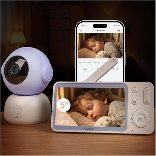 BOIFUN 2K HD Baby Monitor with Camera and Audio, Baby