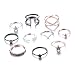 Rinhoo 10Pcs Vintage Bohemian Crystal Pearl Moon Knuckle Joint Nail Ring Set Women Jewelry(D)