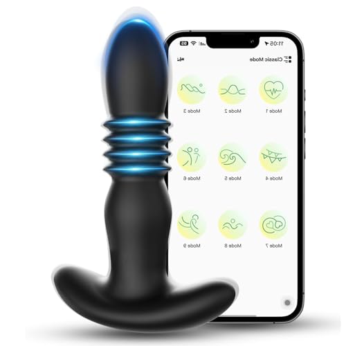 Bluetooth Controlled Portable Massager for Men, Waterproof Rechargeable Relaxation Device with Multiple Vibration Patterns and Soft Silicone Design Black YE/42