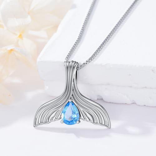 Whale Tail Necklace S925 Sterling Silver London Blue Topaz Ocean Necklace Whale Tail Pendant Necklace Ocean Jewelry Gifts For Christmas Gifts for Women Mom Friends2