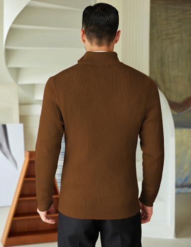 Image of DENIMHOLIC Men High Neck Zipper Full Sleeve Cotton Knitted Winter Sweater for man