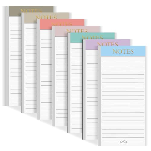 Utron 7 Pack Magnetic Notepads for Refrigerator Morandi Color Magnetic Grocery List Pad for Fridge Full Magnet Back Shopping Lists 30 Sheets Per Note Pads