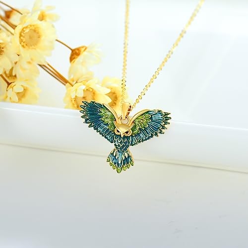 14K Yellow Gold Dainty Owl Pendant Necklace for Women Real Gold Owl Jewelry Gift for Mother Wife3