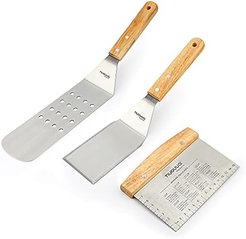 Griddle BBQ Scraper Set  3pcs Stainless Steel Griddle Spatulas for Barbeque and Kitchen  Heavy Spatula Utensils for Top Grill - by Nuovva