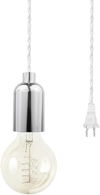 Amazon Co Jp Fsliving コンセント式 コード6m シルバー 1灯ペンダントライト ニッケルメッキ レトロ 照明器具 天井照明 ライトソケット ソケットランプ 居間 食卓 インテリア 玄関 カフェ 口金e26 電球別売り ホーム キッチン