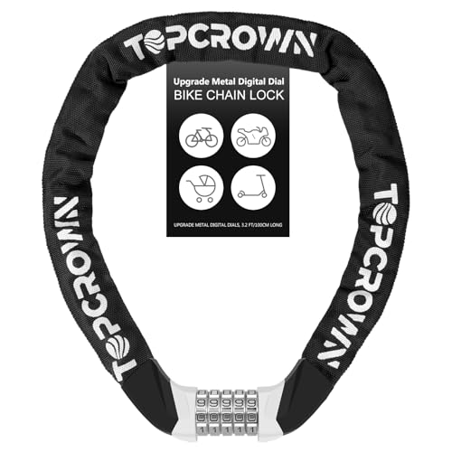 Topcrown Bike Chain Lock 5 Digit Combination Bicycle Lock (Black) by Topcrown - Used condition - US$14.64