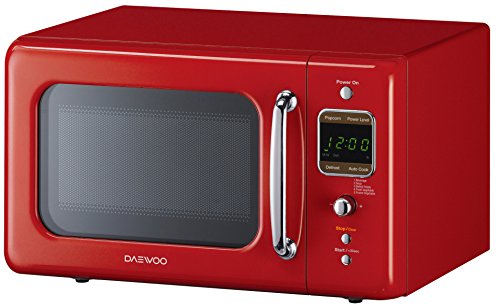 Daewoo KOR-7LRER Retro Countertop Microwave Oven 0.7 Cu. Ft., 700W | Pure Red
