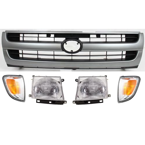 Garage-Pro Headlights Assembly Kit For Toyota Tacoma DLX SR5 Base 1997-2000 Halogen W/Corner Light Grille Assembly RWD Built To September 2000 Replaces# 8111004090