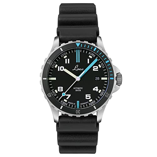 Laco Scorpion Sports Watch, Automatic Watch, Stainless Steel Case, Sapphire Glass, Waterproof, Made in Germany, Atlantic 39, Strap.
