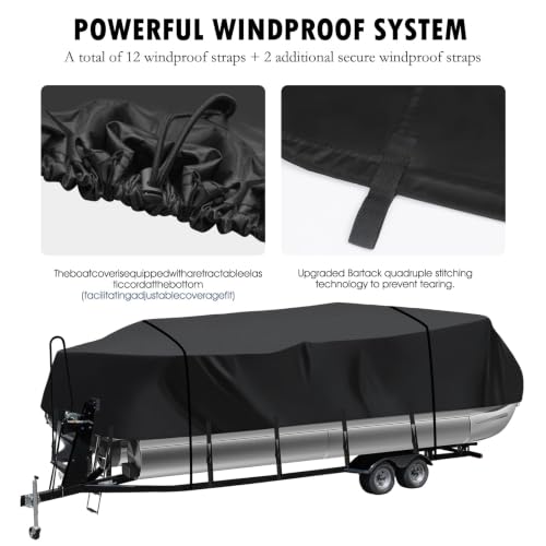 Image of Pontoon Boat Cover 18'6''-20'1'', Heavy Duty 900D Marine Grade Waterproof