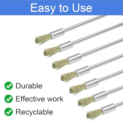Image of Extended Cleaning End Copper Wire Brush Pen, Mandrel Rust Paint Removal Bits, Polishing Rotary Tool Accessories - 10Pcs