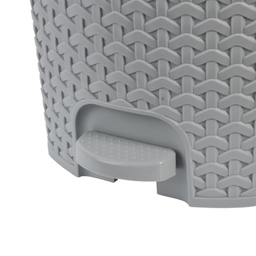 Image of keeeper Multi-Purpose bin with lid, Rattan Design, Capacity 5.5 L, Size 22.5 x 24 x 26 cm, Nordic Grey