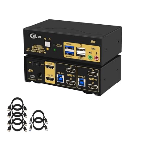 Commutateur KVM HDMI 2 ports 8K 60Hz pour 2 ordinateurs et 2 moniteurs