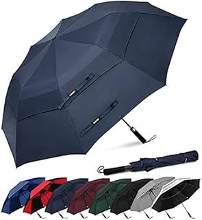 G4Free 62 Inch Portable Golf Umbrella Large Oversize Double Canopy Vented Windproof Waterproof Automatic Open Stick Umbrellas for Men and Women(Dark Blue)