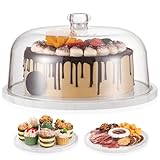 CherHome Marble Cake Stand，Cake Stand with Dome，Marble Cake Stand with Acrylic Lid Cover，Round Cake Display Stand Cake Plate Cake Holder Cake Platter with Cover