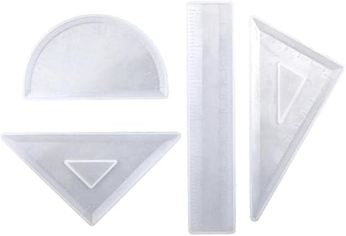 Molde de resina de cristal, molde de silicona epoxi, 4 piezas, transportador, triángulo, regla de ángulo recto, molde de bricolaje para