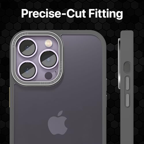 Image of Vaku Luxos Trans Armor for iPhone 14 Pro Case Cover, 6 Feet Drop, Metal Ring Camera Protection, Shockproof, Scratch Resistant, Slim, Compatible with iPhone 14 Pro Back Cover - Grey
