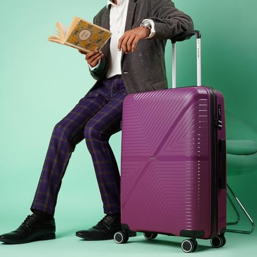 Image of Stony Brook Nasher Miles Axis 75 Cm 28 Inch Polypropylene Hard-Sided 4 Wheels Spinner Check-in Luggage Trolley Bag (Wine Purple)