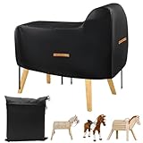 Abdeckung Holzpferd, 420D Oxford Holzpferd für Draußen Abdeckplanen mit 2 Winddichte Schnallen & Reflexstreifen, 160x70x110CM Holzpferd Abdeckung Wasserdicht Outdoor Universal Garten-pferd Schutzhülle