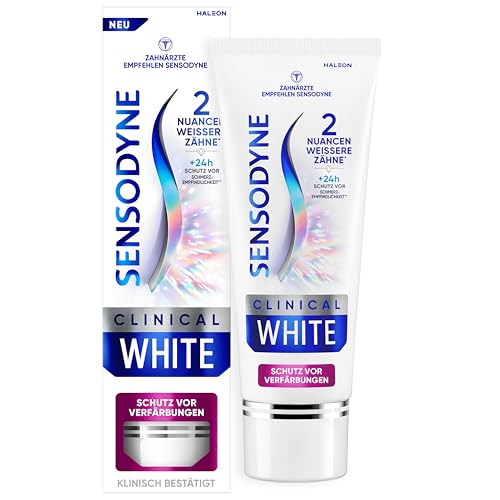 ZAHNPASTA - Sensodyne Clinical WHITE 75ml Zahncreme für 2 Nuancen weissere Zähne* und effektiven Schutz vor Schmerzempfindlichen Zähnen hellere Zähne bei empfindlichen Zähnen