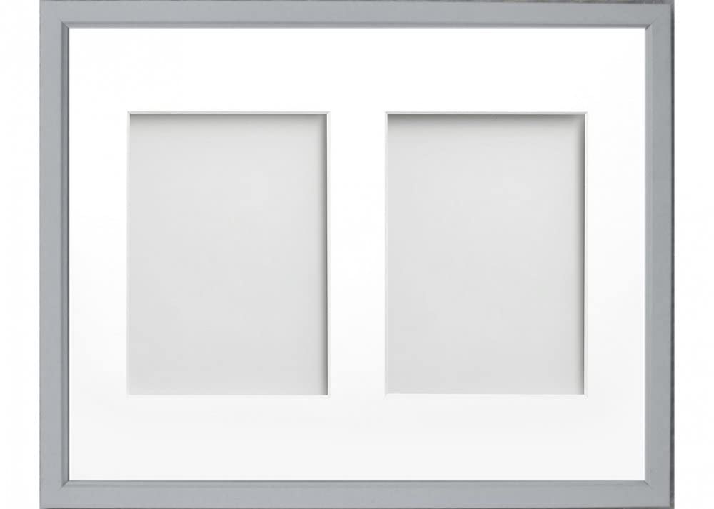 Frame Company Drayton Multi Aperture Photo Frame, Grey, 14x11 for 7x5 inch (x2)