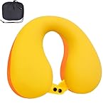 COOLBEBE Kids Travel Neck Pillow, Softly Travel Pillow for Car & Airplane, Traveling Gifts for Toddler & Children (1, Yellowish Orange)