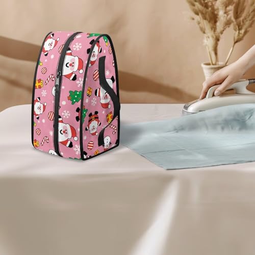 COEQINE Travel Portable Travel Bag for Clothes Irons Pink Christmas Print Lightweight Easy-Fold Design for Hotel Stay and Airport Transfer Ladies Holiday Essentials