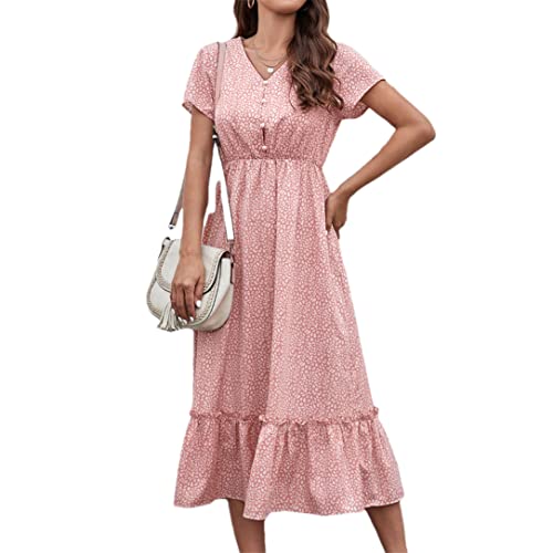 Robe longue imprimé léopard rose M : osez exprimer votre féminité