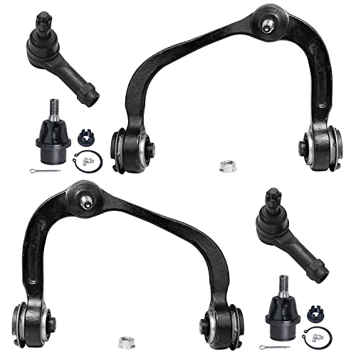 Image of Detroit Axle - Front 6pc Suspension Kit for Ford F-150 2004 2005 2006 2007 | 2008, 2 Upper Control Arms w /Ball Joints + 2 Lower Ball Joints + 2 Outer Tie Rod Ends, Replacement 06-08 Mark LT