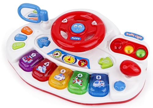 Image of Zest 4 Toyz Baby Musical Toy 6 to 12 Months Light up Steering Wheel Toy with Traffic Light & Sound for 6 8 9 10 Months and 1 2 Year Old Boys Girls