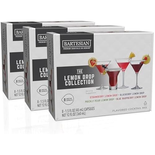 Bartesian 24-Pack Lemon Drop Variety Pack Capsules for Cocktail Machine – Home Bar Mixology Cocktails Mix Pod Capsule Set To Use With the Bartesian Cocktail Drink Maker Machine