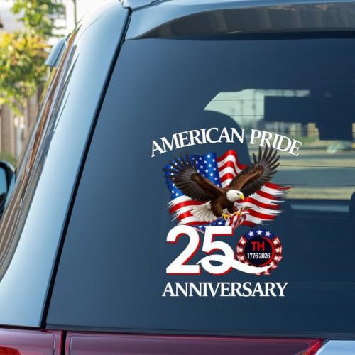 Image of 2pcs USA Eagle 250th Anniversary Semiquincentennial 1776-2026 | Car Window Decal Patriotic Vinyl God Bless America Decals for Cars, Tumblers, Helmets, Laptops 10 inch