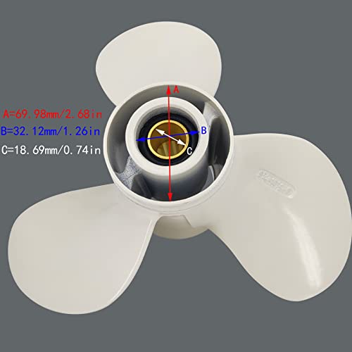 Image of 9 7 /8x10 1 /2 Boat Motor Aluminum Propeller - Compatible with Yamaha Outboard Engines C 20HP 25HP 30HP - Replaces 664-45945-01-EL 664-45945-00-00 - 10 Spline Tooth - Aluminum Outboard Propeller