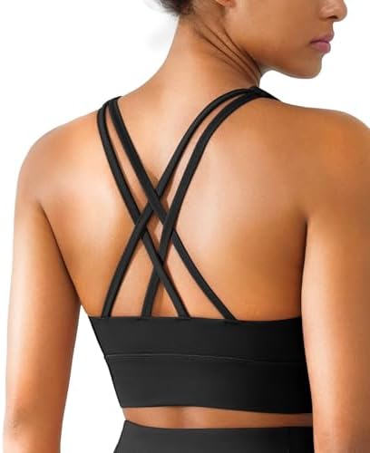 BRXL High Support Padded Buttery Soft Sports Bra for Women Criss Cross Back Strappy Athletic Workout Running Gym Bra