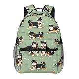 MIEPOS Cute Shiba Inu Backpack,Adorable Dog Polyester Backpacks,Lightweight Double Shoulder Back Pack for Kids Teens, Sage Green Bookbag,School Bag Gifts,Casual Travel Daypack Book Packs