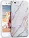 iPhone 6s Plus Case, Imikoko™ Flexible Case Print Crystal for iPhone 6s Plus (5.5 inch Display) - White Marble Pattern Slim Fit Snap On Hard Shell Back Case For iPhone 6/6S Plus (Pink/Gold)