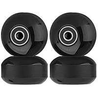 SPORTYOUTH Skateboard Wheels 52mm and Bearings Spacers Set, 95A Hard Wheels for Street Skateboard Tricks Cruiser, Pack of 4, Black