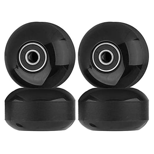 SPORTYOUTH Skateboard Wheels 52mm and Bearings Spacers Set, 95A Hard Wheels for Street Skateboard Tricks Cruiser, Pack of 4, Black
