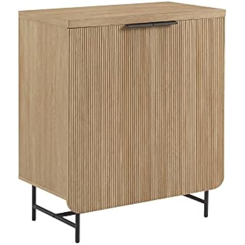 Walker Edison Reema Fluted Door Accent Table, 32 Inch, Coastal Oak