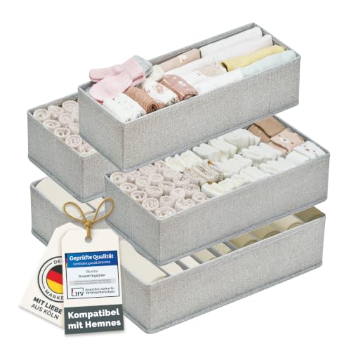 Blumtal Organizer Ordnungssystem Kleiderschrank 5er Set passend für HEMNES - 5 versch. Kleiderschrank Organizer für HEMNES Kommoden - Faltboxen für BHs T-Shirts - Socken Aufbewahrung - Organizer Grau
