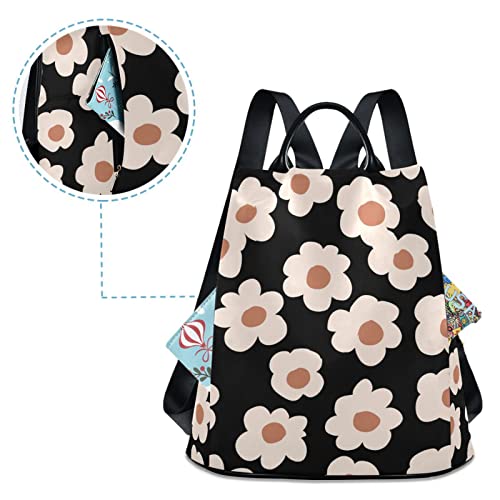 Image of Fustylead Boho Flower Print Fashion Backpack Purse for Women Anti Theft Back Pack Shoulder Bag