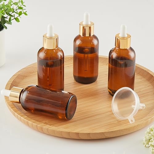 Amber Glass Dropper Bottle 4 oz, Tincture Bottles with Dropper, Golden Cap Essential Oils Bottles for Health, Personal Care & Beauty - 4 Pack3