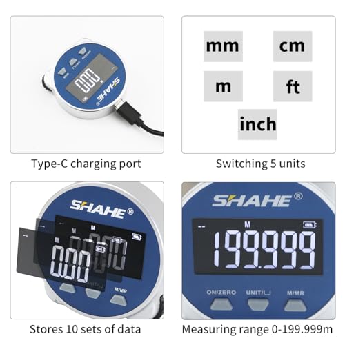 Cinta métrica digital SHAHE con pantalla LCD y batería recargable miniatura 4