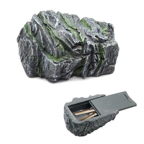 Vikrami lighting Outdoor Fake Rock Key Storage Box,Spare Key Simulate Stone Keys Case for Home Garden Yard Outdoor Decor, Hider Decoration Safe Holder Stone（Bottom inner size:8.5 * 4 * 1.7cm）