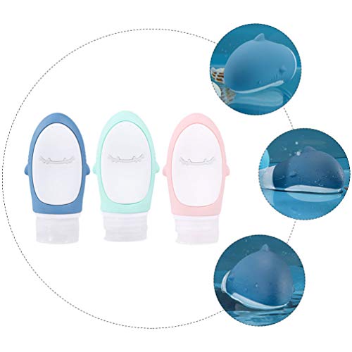 NICEXMAS Conjunto de 3 Garrafas de Viagem Portáteis Em Forma de Tubarão Tubos de Silicone Compressív