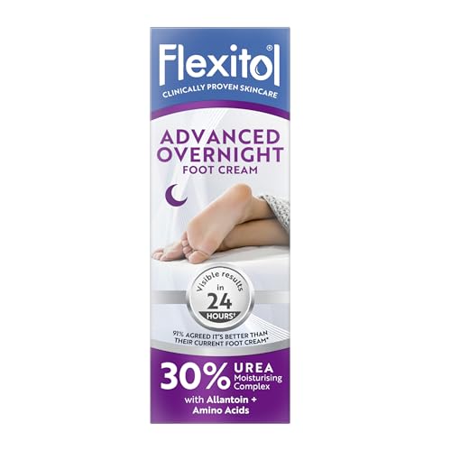 Flexitol Rapid Revive Overnight Foot Cream - 30 Percent Urea for Extremely Dry Hard Rough Skin on Feet - Results in 1 Night - Clinically Proven Foot Care - High Urea - Suitable for Diabetics. 50g