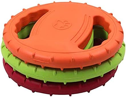 OMEM Floating Dog Flying Disc for Outdoor Training and Playing, Rubber Frisbee for Large Dog (Red)